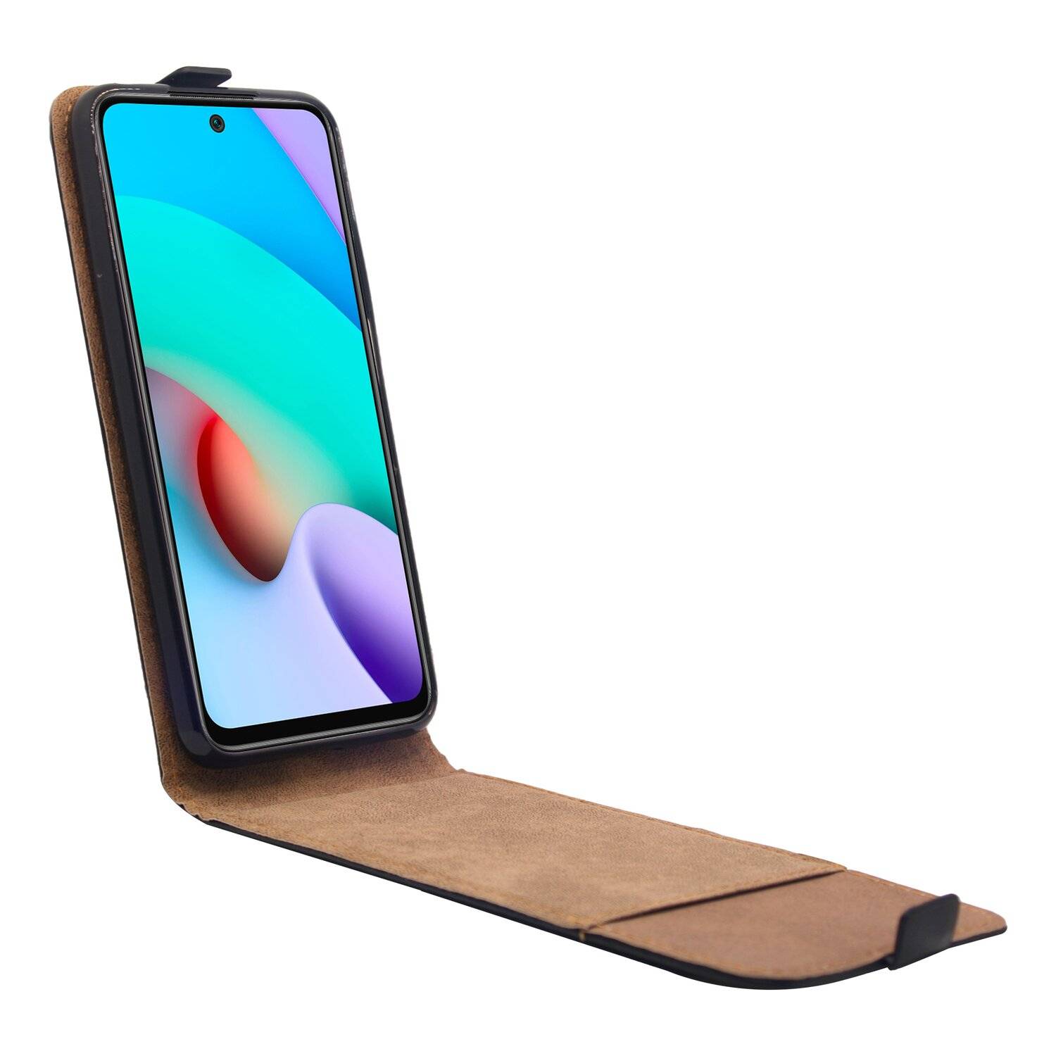 Flip Case für XIAOMI REDMI 10 Handy Tasche vertikal aufklappbar Schutzhülle Klapp Hülle Schwarz