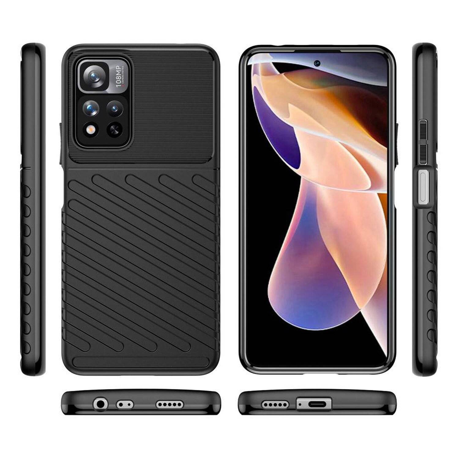 Hybrid Armor Etui SchutzHülle "Thunder" Case Handyhülle Matt Hülle Robust für Xiaomi Redmi Note 11T 5G Ohne Schutzglas