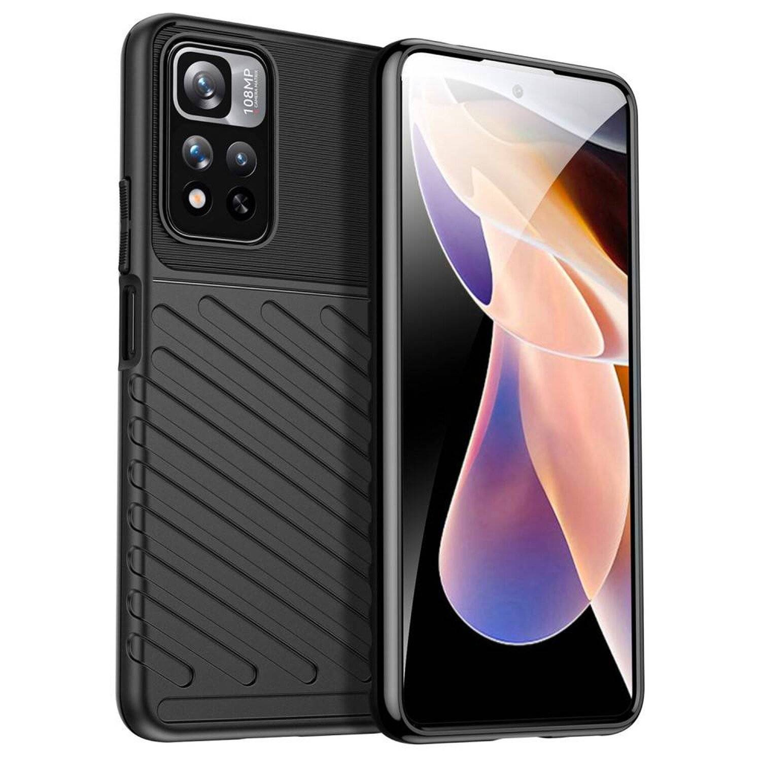 Hybrid Armor Etui SchutzHülle "Thunder" Case Handyhülle Matt Hülle Robust für Xiaomi Redmi Note 11 Pro Ohne Schutzglas