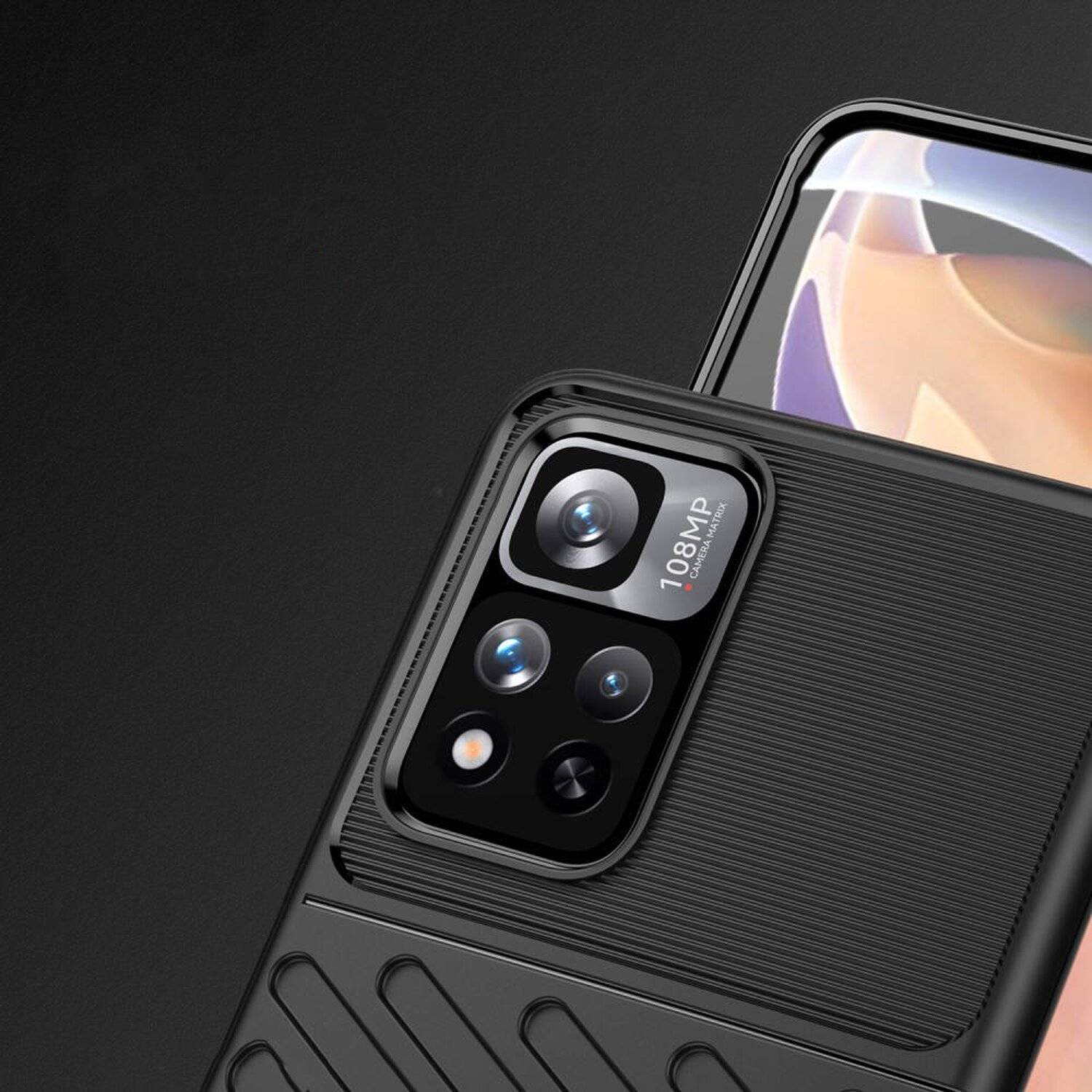 Hybrid Armor Etui SchutzHülle "Thunder" Case Handyhülle Matt Hülle Robust für Xiaomi Redmi Note 11 Pro Ohne Schutzglas