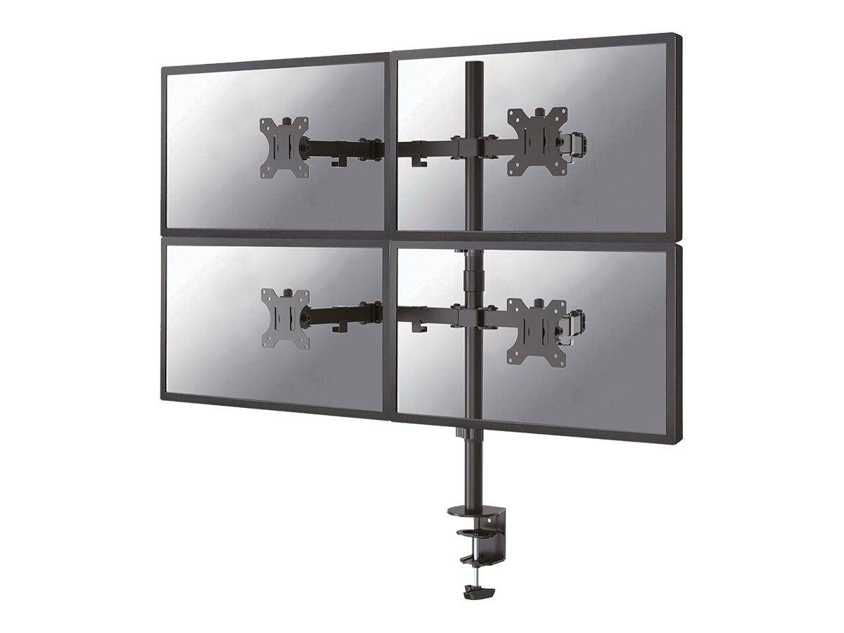 Neomounts FPMA-D550D4 - Befestigungskit (Tischplattenbohrung, Spannbefestigung für Tisch, Stange, 4 VESA-Adapter, 4 Arme