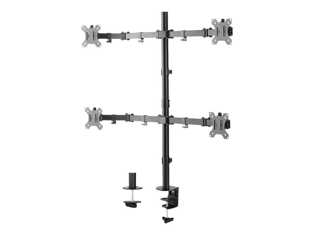Neomounts FPMA-D550D4 - Befestigungskit (Tischplattenbohrung, Spannbefestigung für Tisch, Stange, 4 VESA-Adapter, 4 Arme