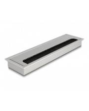 Delock Kabeldurchführung - Silber - for table mounting with brush 280 x 80 x 28