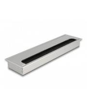 Delock Kabeldurchführung - Silber - for table mounting with brush 300 x 80 x 28