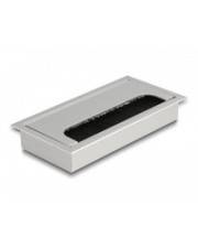 Delock Kabeldurchführung - Silber - for table mounting with brush 160 x 80 x 28