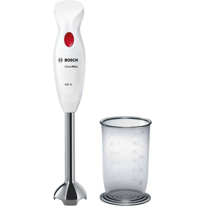BOSCH MSM24100 - Stabmixer CleverMixx - 400W - Abnehmbarer Edelstahlfuß - 1 Geschwindigkeit - Mixerschale - Weiß