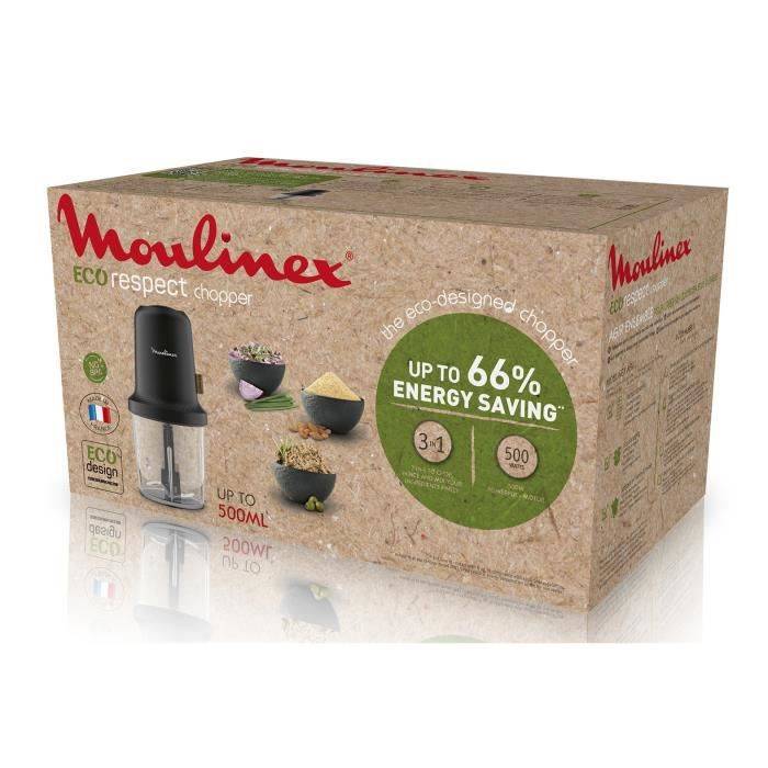 MOULINEX AT80E810 Eco Respect Zerkleinerer, 0,5 L, 500 W, Edelstahlklingen, Umweltfreundliches Design, Hergestellt in Frankreich