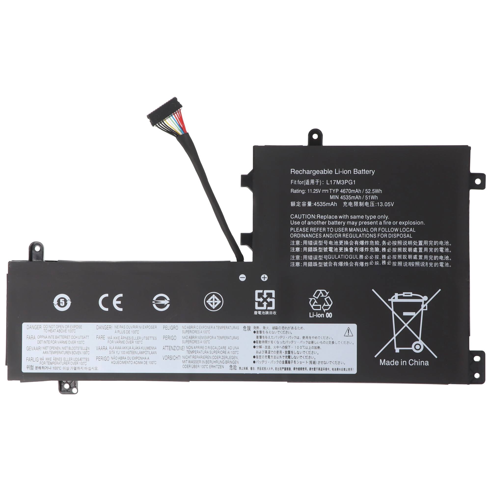 Akku passend für Lenovo Legion Y530, Li-Polymer, 11,25V, 4645mAh, 52Wh