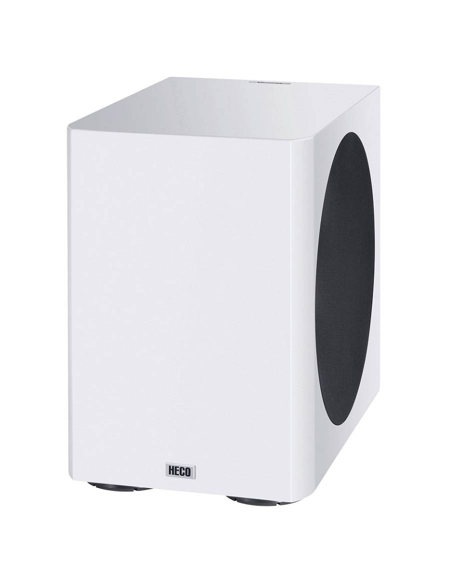 Heco Elementa Sub 3830A, aktiver Kompakt-Subwoofer mit 38 cm Bassradiator, weiß seidenmatt