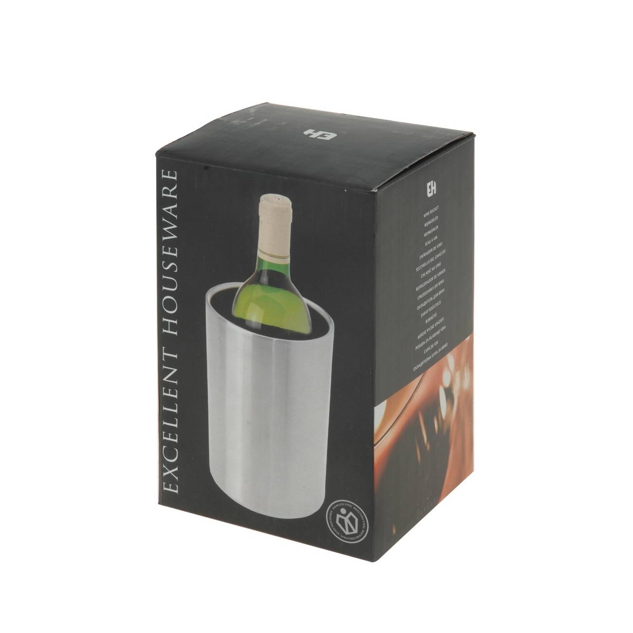 Weinkühler aus Edelstahl, 19x12x18cm, doppelwandig im Geschenkkarton, silber