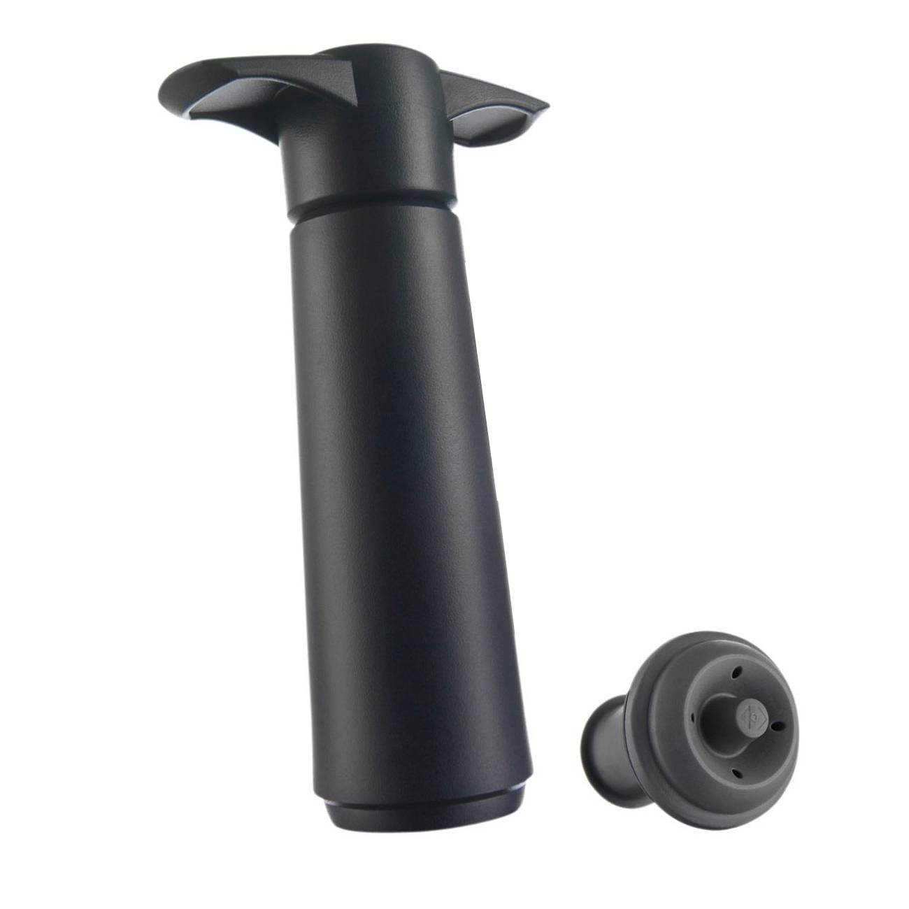 Vacu Vin 0981460 Weinpumpe, mit 2 Stopfen, schwarz