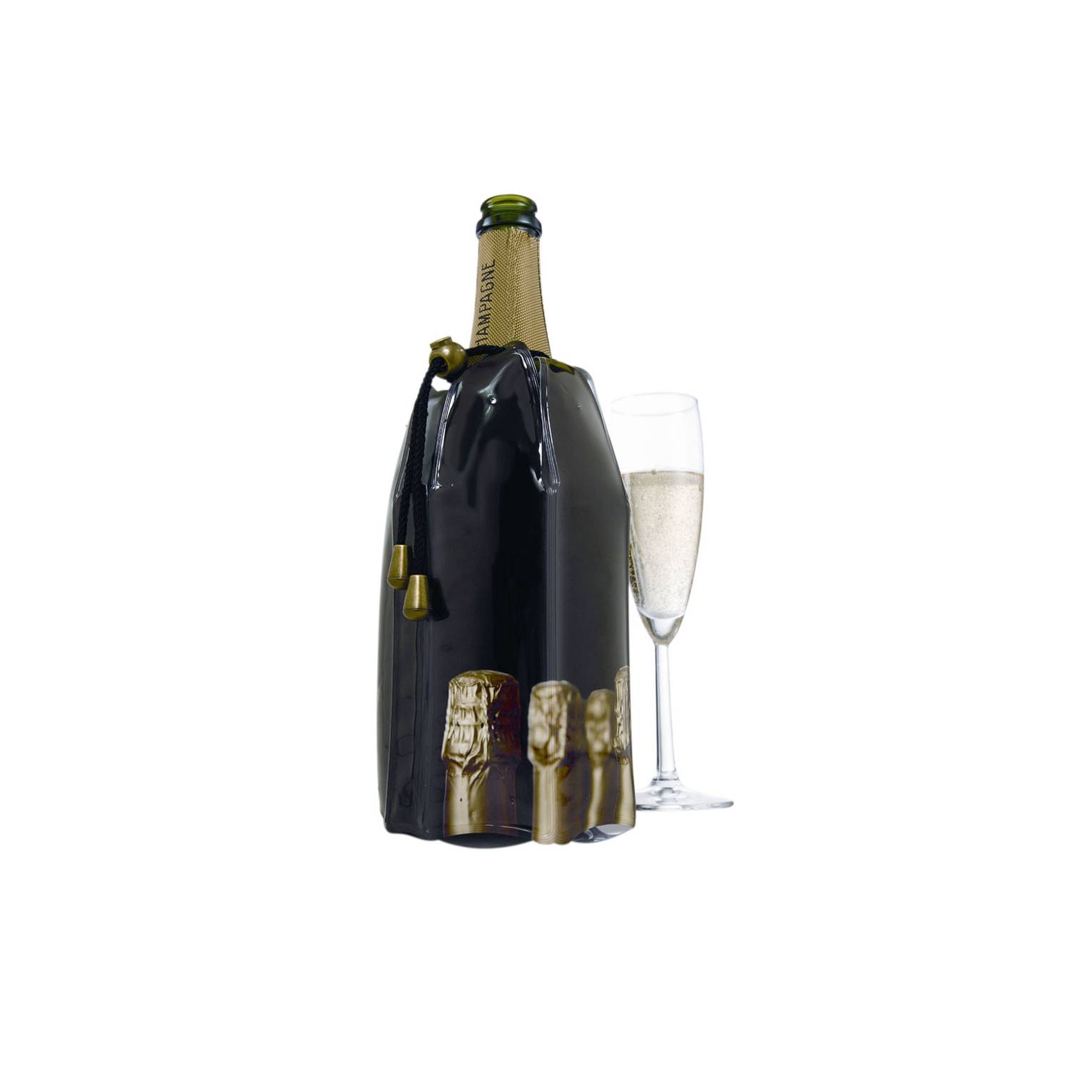 Vacu Vin 3885460 Champagner Kühlmantel Bottles, schwarz