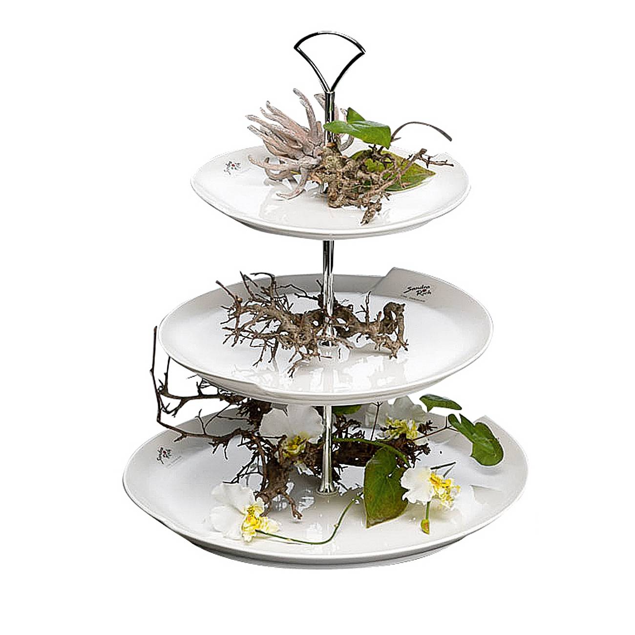 Sandra Rich 11011-39 Etagere mit 3 Ebenen, aus Porzellan, H38,5cm, weiß