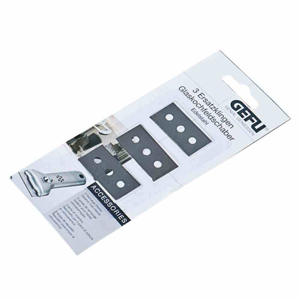 GEFU 124-55 Ersatzklingen für Glaskochfeldschaber, grau, 3-teilig (1 Set Blisterkarte)