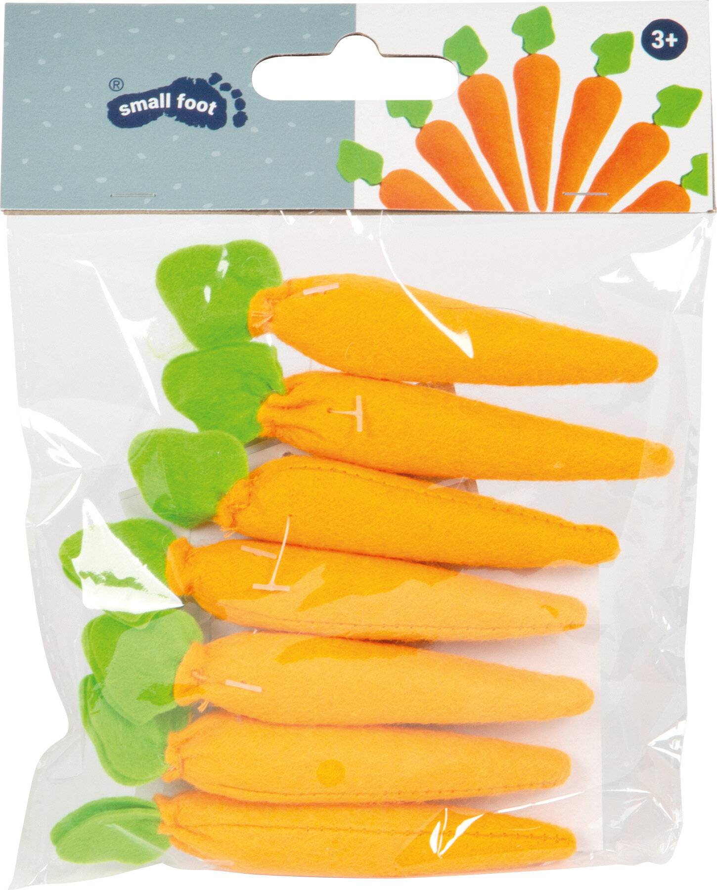 Small Foot Filz-Möhren im 7-er Set, tolle Ergänzung für Kaufmannsladen, Kinderküche oder Rollenspiel, 4425 Toys, Orange