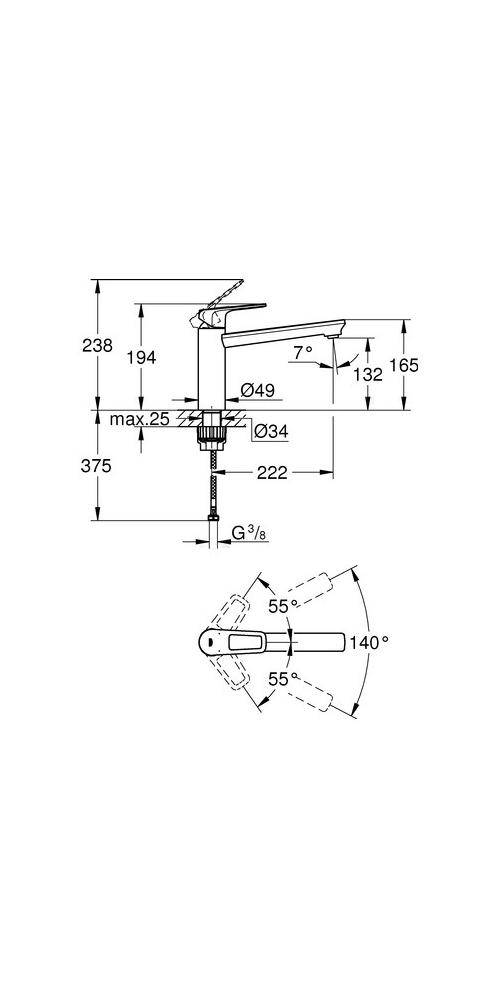 GROHE Einhand-Spültischarmatur BAULOOP 1/2Zoll mi-ho Ala chr chrom