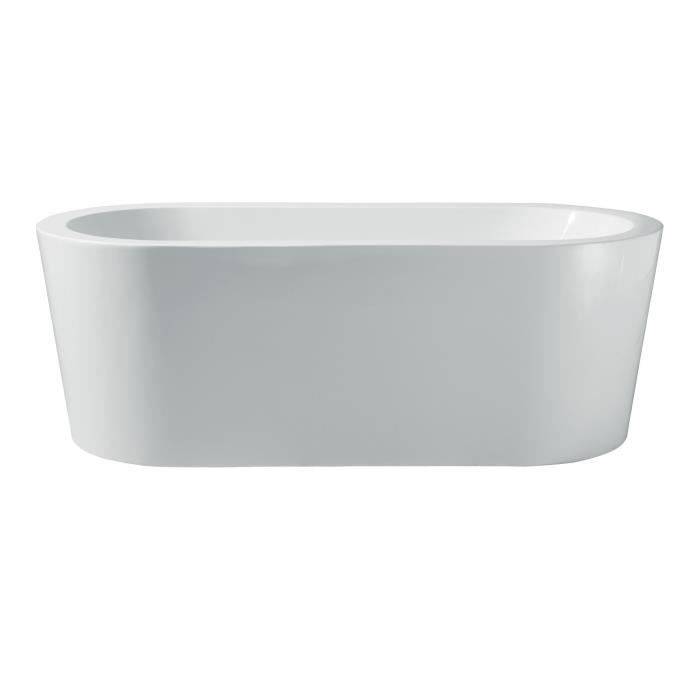 Freistehende Badewanne Islã - L.170 x B.80 x H.58 cm - Acryl - Ablaufgarnitur mit Druckknopf - Weiß - OCEANIC