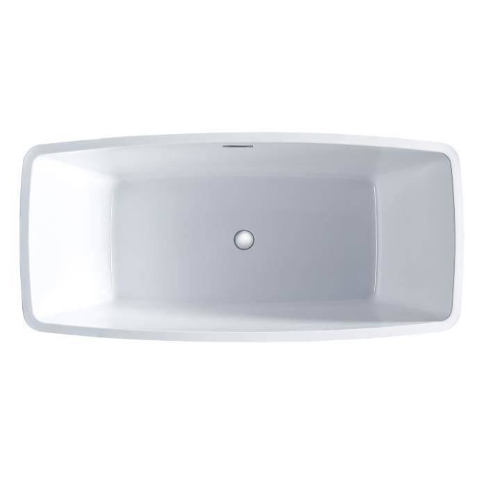 Freistehende Badewanne Stellã - L.160 x B.75 x H.60 cm - Acryl - Ablaufgarnitur mit Druckknopf - Weiß - OCEANIC