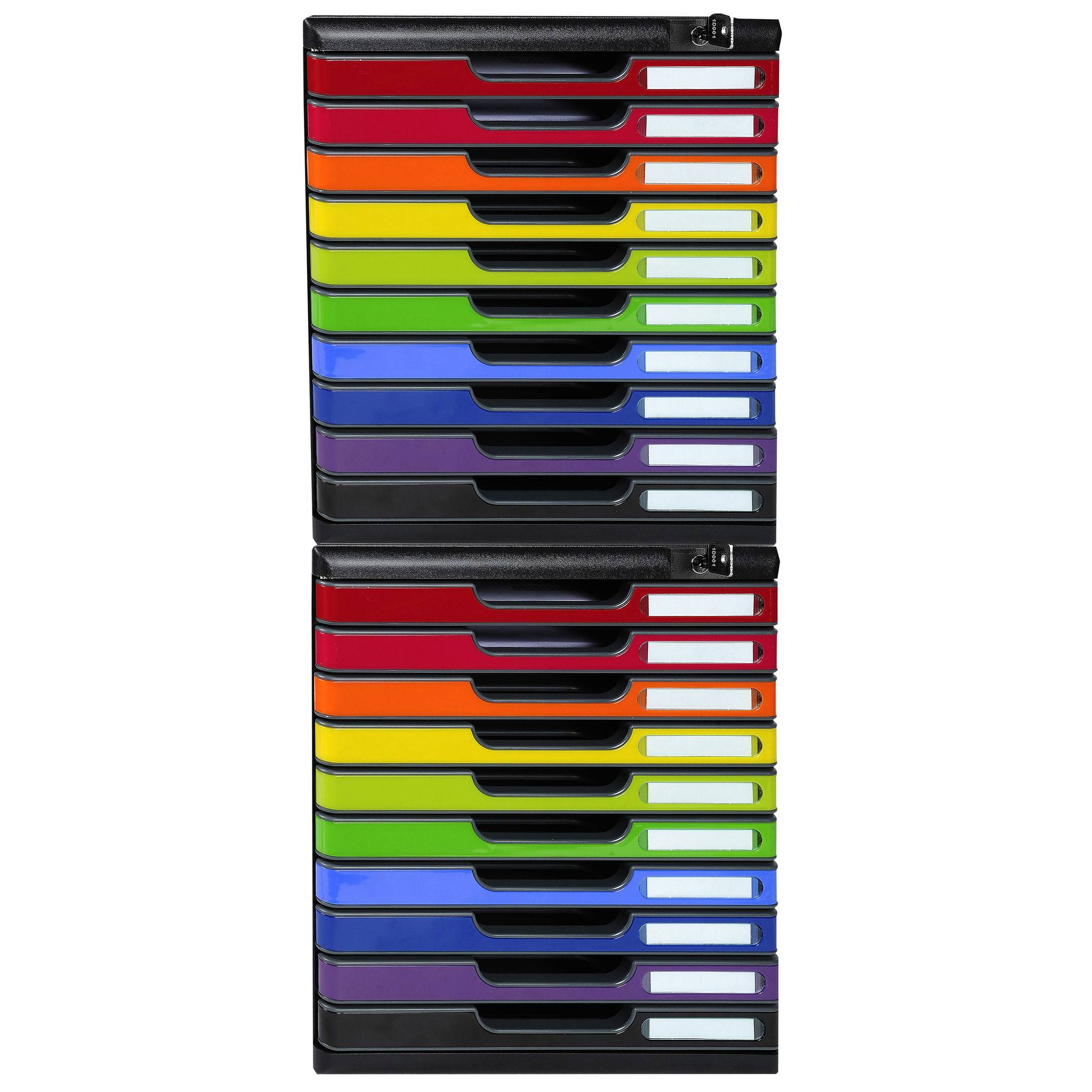 Exacompta Schubladenbox MODULO A4 10 abschließbare Schub Harlekin glossy 332798D