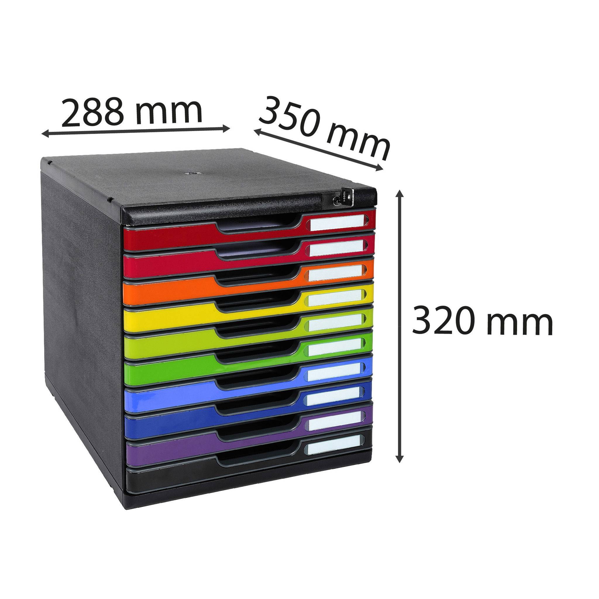 Exacompta Schubladenbox MODULO A4 10 abschließbare Schub Harlekin glossy 332798D