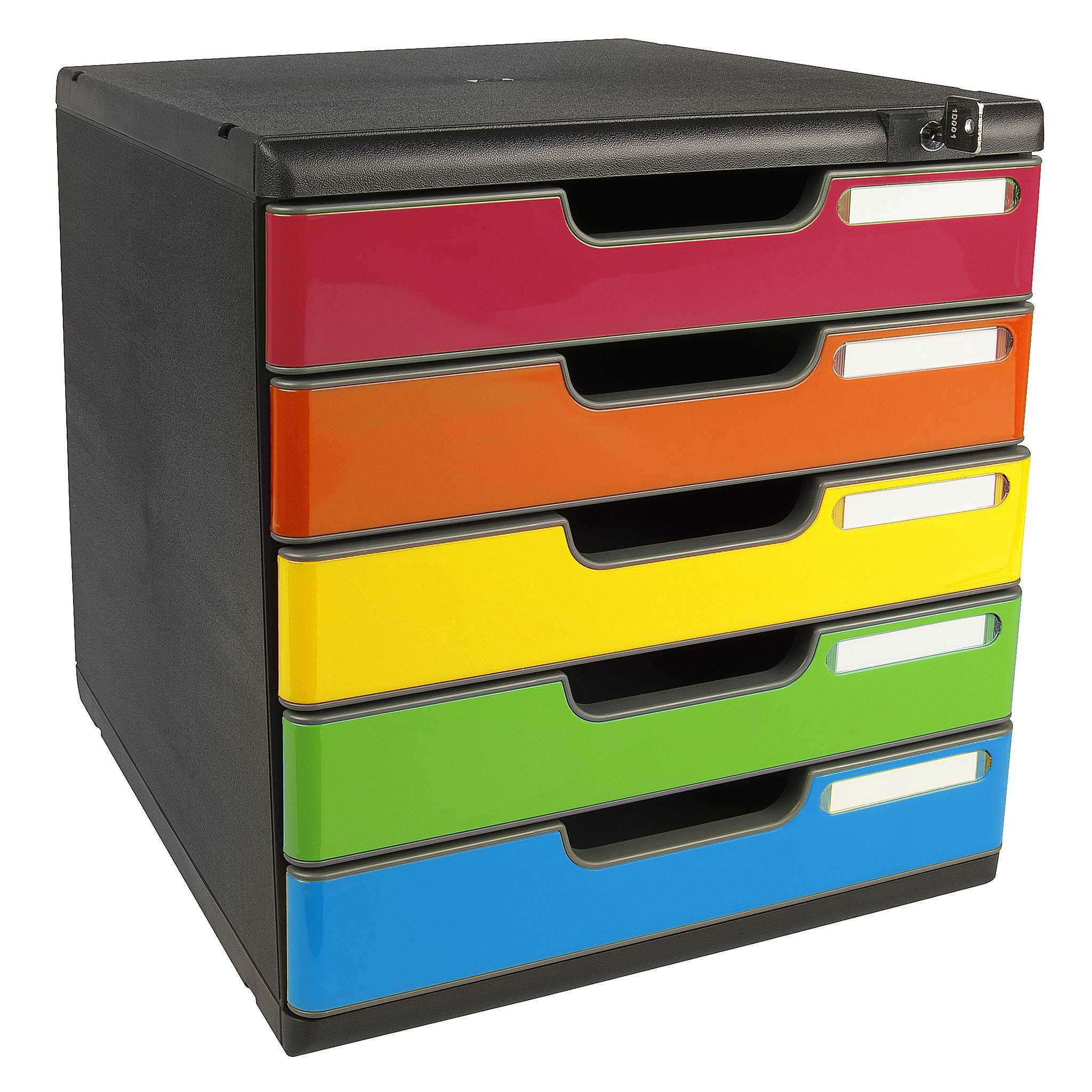 Exacompta Schubladenbox MODULO A4 5 abschließbare Schub Harlekin glossy 331798D