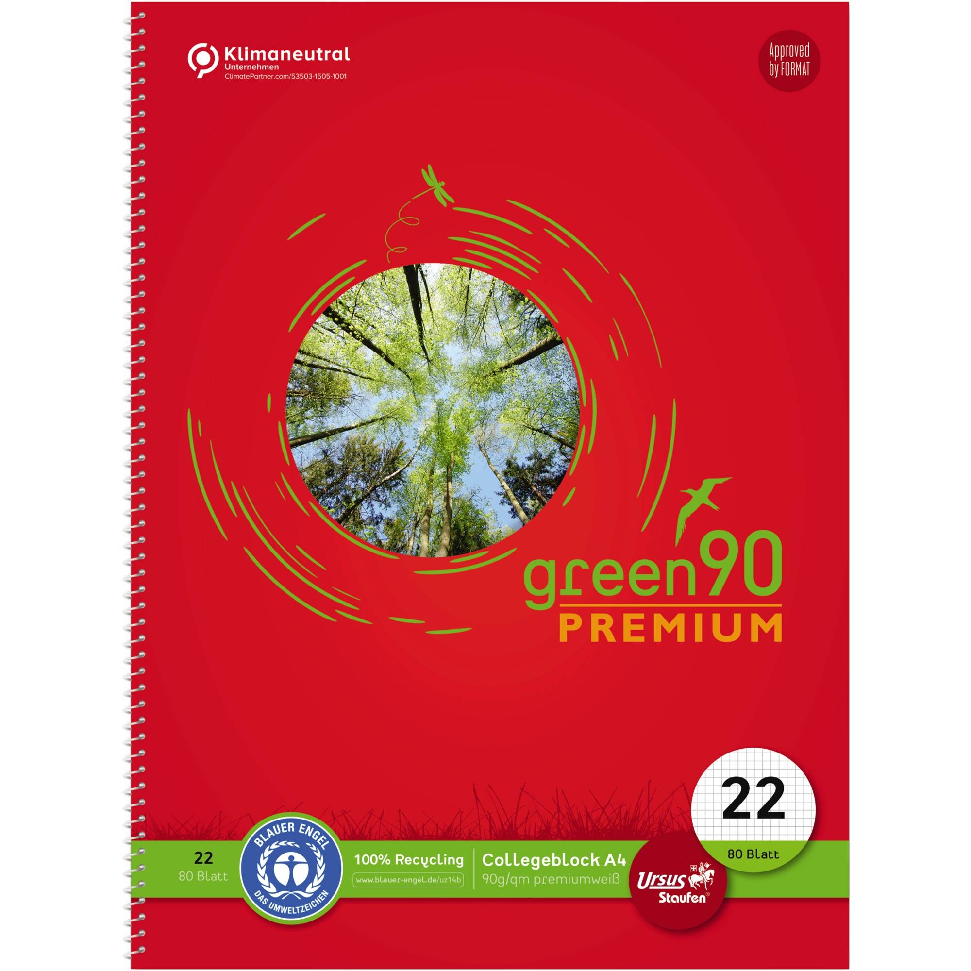 Staufen Collegeblock Green 040835022 DIN A4 90g kar. 80Bl