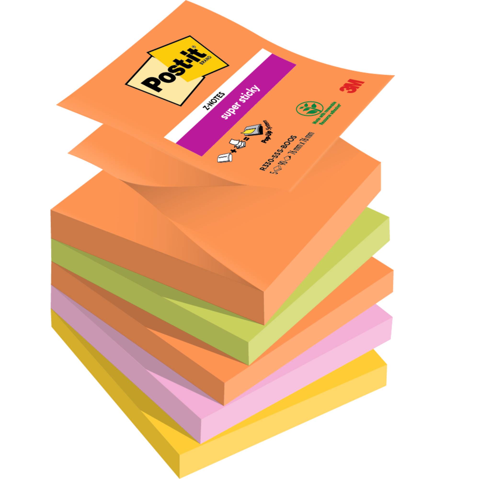 Post-it Haftnotiz Super Sticky R330-5SS-BOOS 76x76mm 5x90Bl