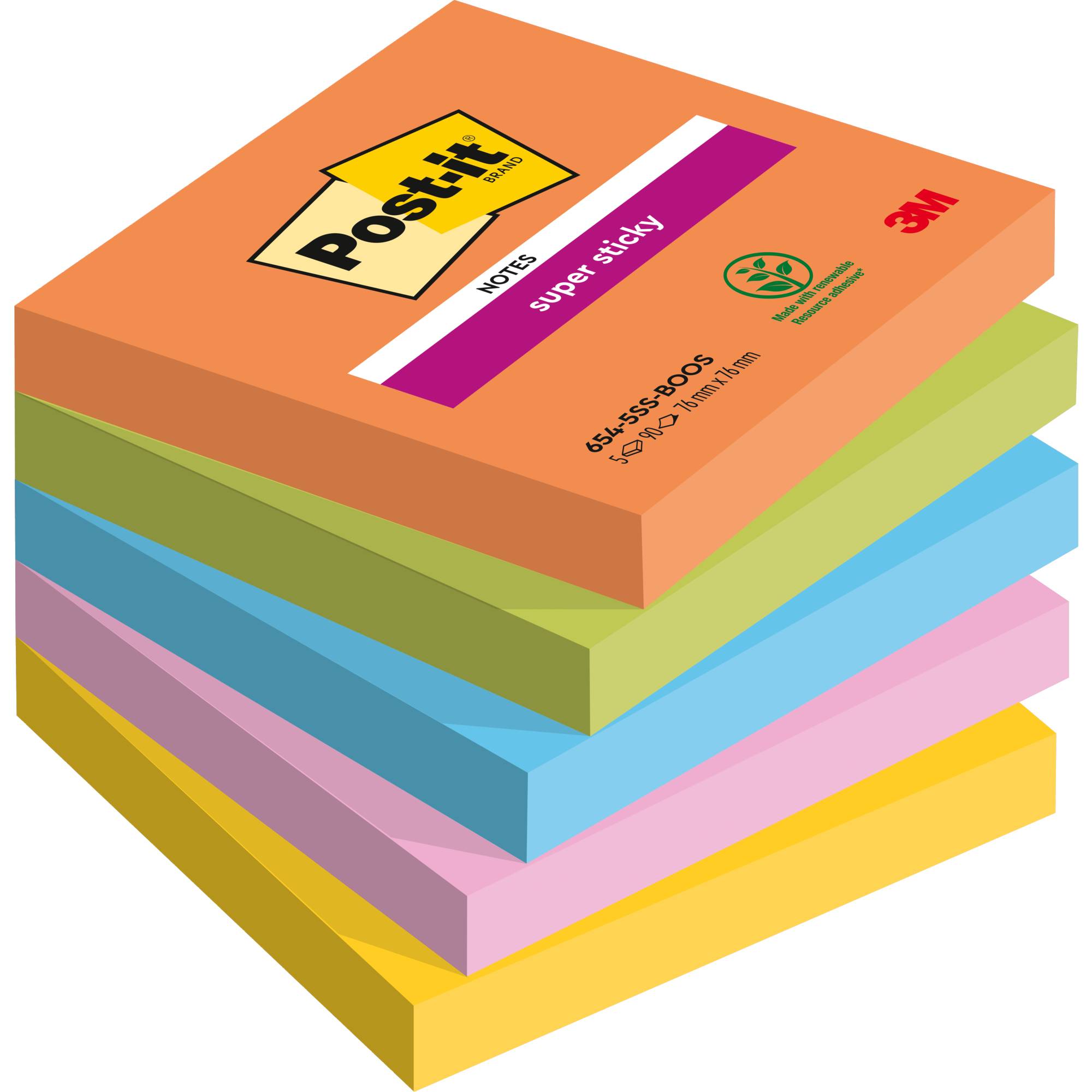 Post-it Haftnotiz Super Sticky 654-5SS-BOOS sortiert 5 St./Pack