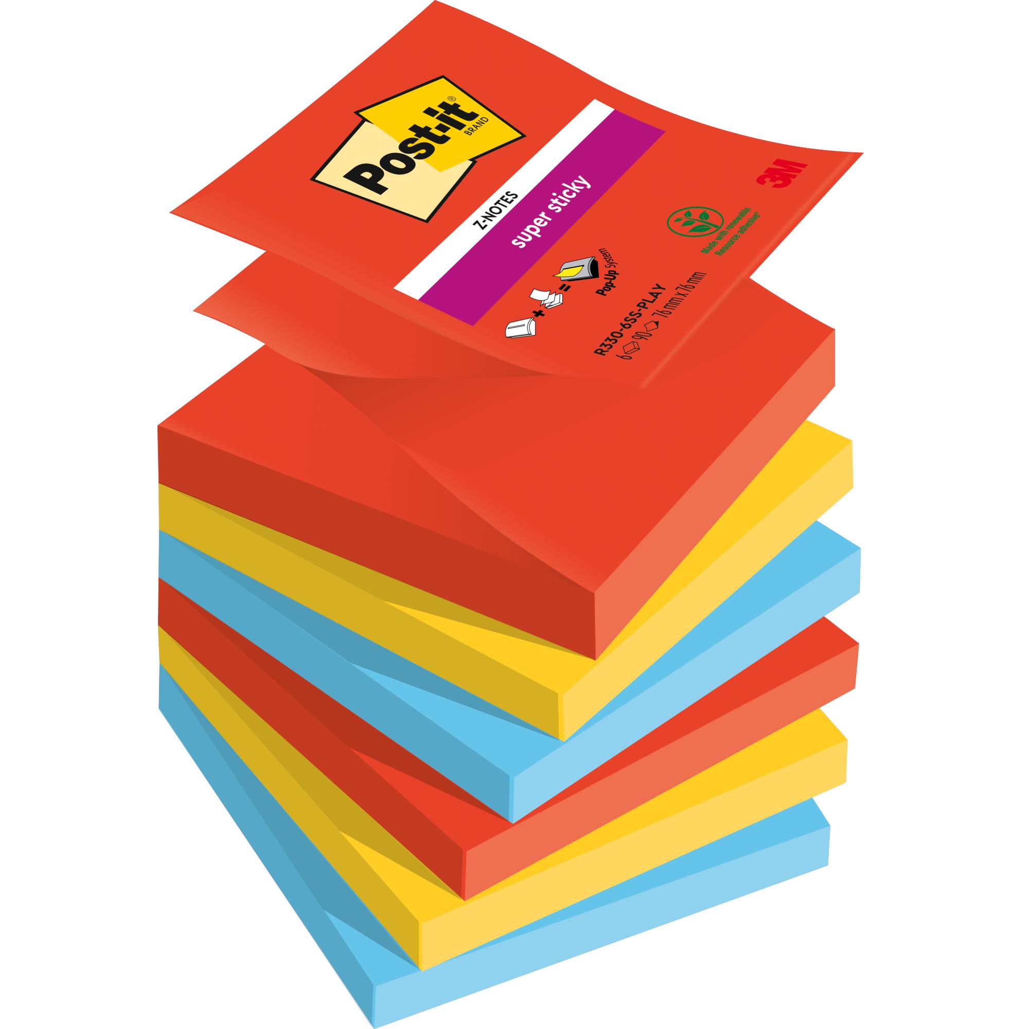 Post-it Haftnotiz Super Sticky 76x76mm 90Blatt 6St.