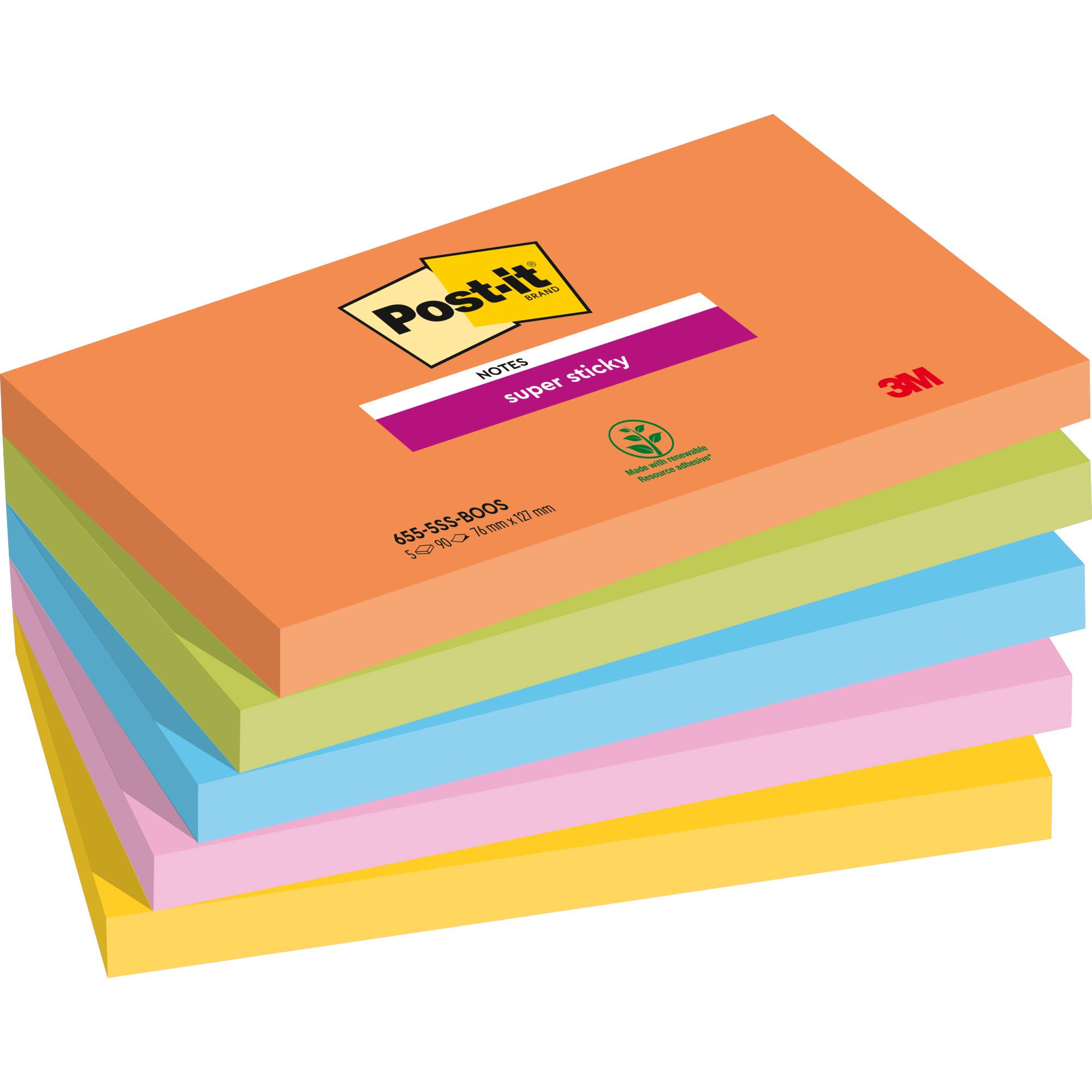 Post-it Haftnotiz Super Sticky 127x76mm 90Blatt 5St.