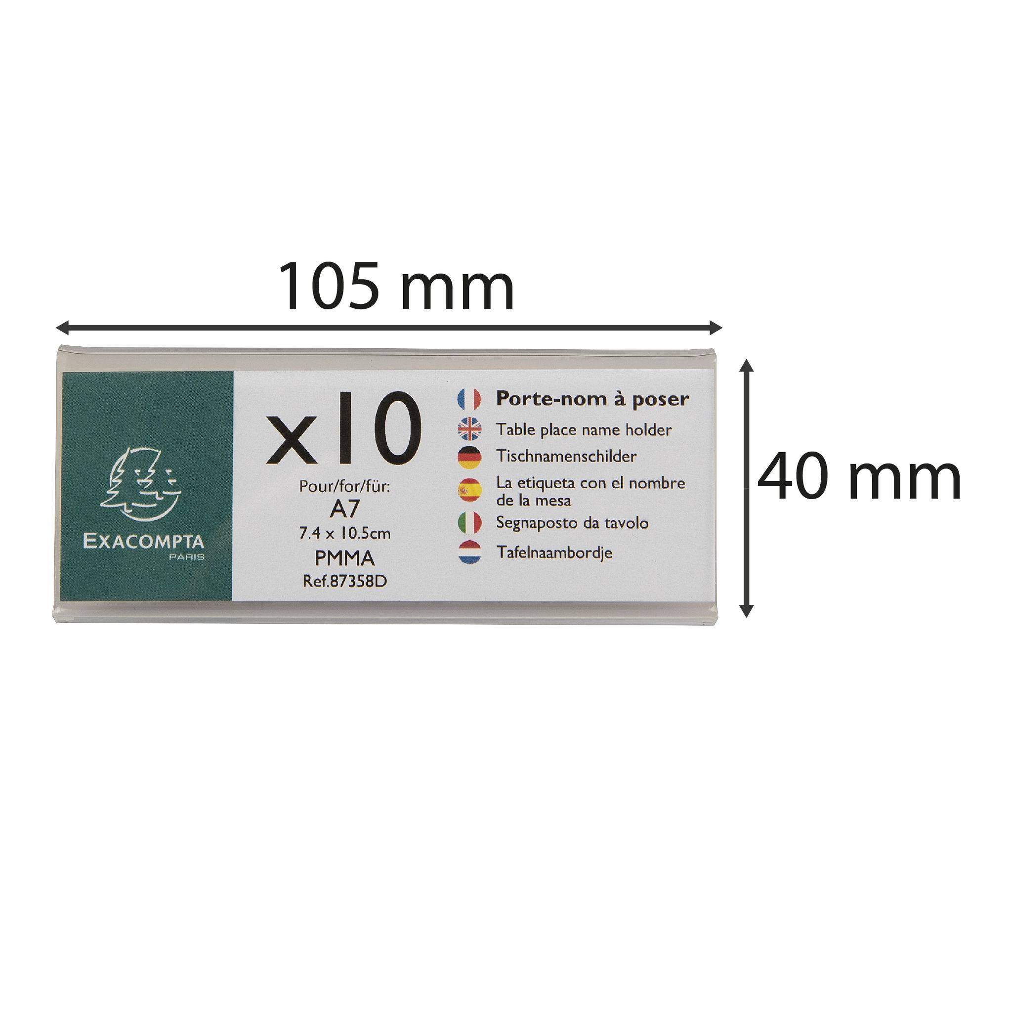 Exacompta 10x Set 10 Namensschildern für A7 beidseitig horizontal PMMA 87358D