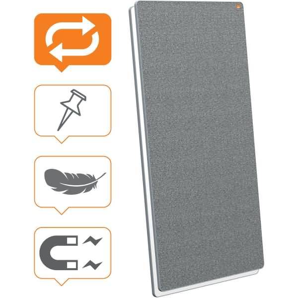 Whiteboard/Notiztafel Move & Meet 900x1800 mm grauer Rahmen grau