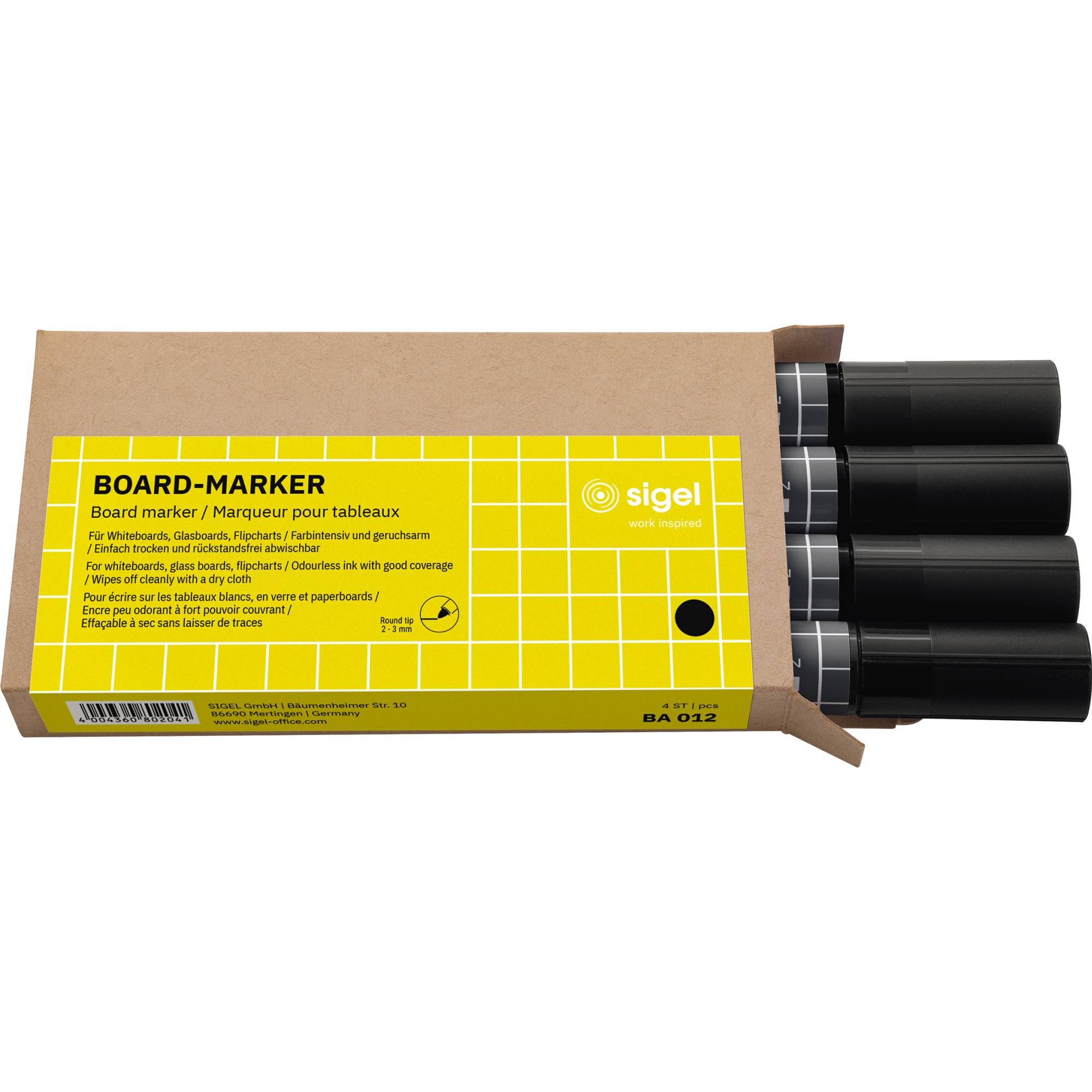 SIGEL Boardmarker BA012 2-3mm schwarz 4 St./Pack.