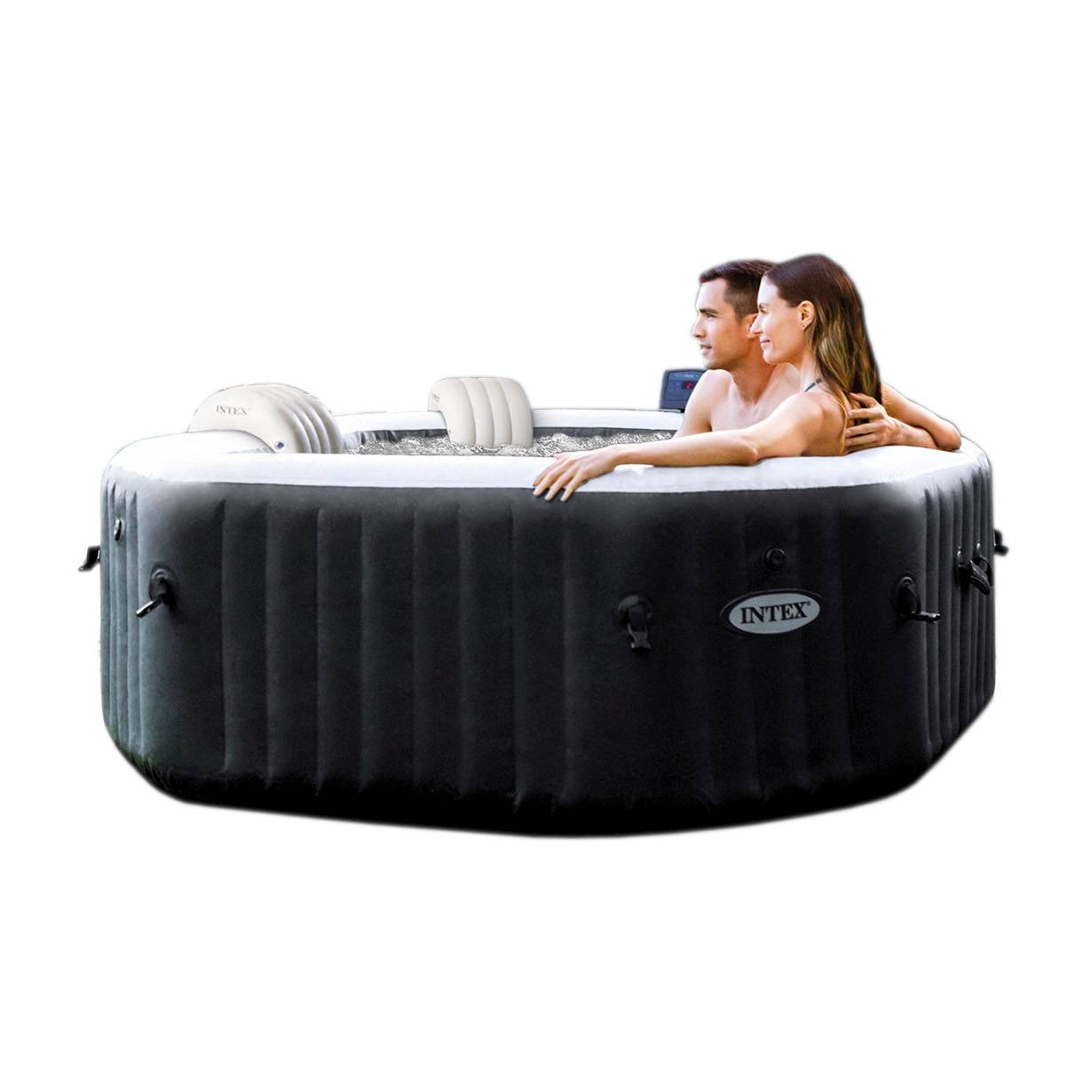 INTEX 28458 - Whirlpool - PureSPA Jet + Bubble Deluxe (octagon,onyx black, Ø201 außen/Ø150cm innen)