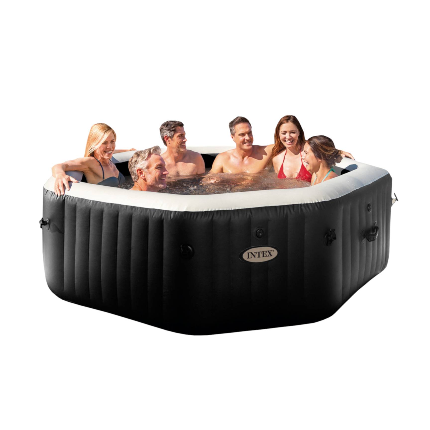 INTEX 28462 - Whirlpool - PureSPA Jet + Bubble Deluxe (octagon,onyx black, Ø218 außen/Ø168cm innen)