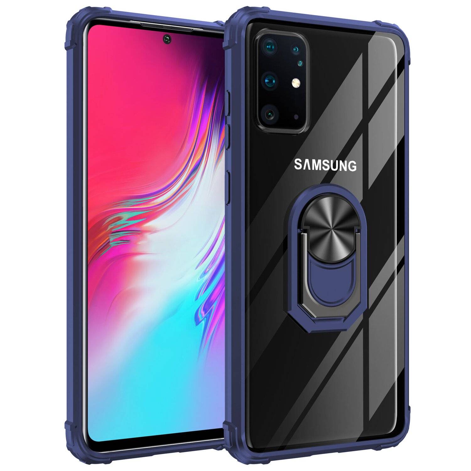 360 Grad Ringhalter Handytasche Abdeckung magnetische Stoßstange Schutzhülle für iPhone 13 Pro Max Blau