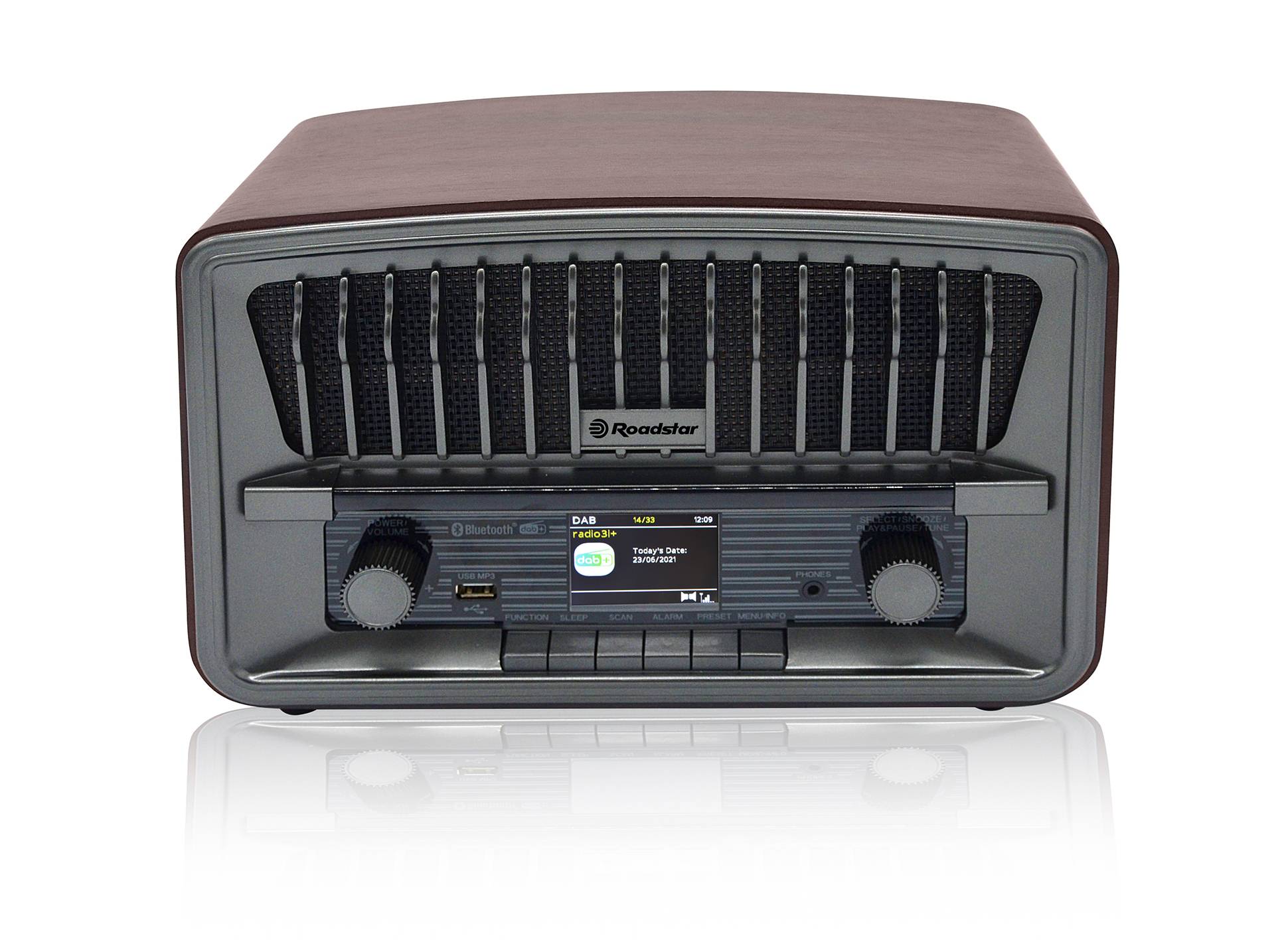 Roadstar HRA-270 D+BT Retro-Radio mit DAB+/FM, Bluetooth, USB/MP3-Player, Wecker mit Dual-Alarm