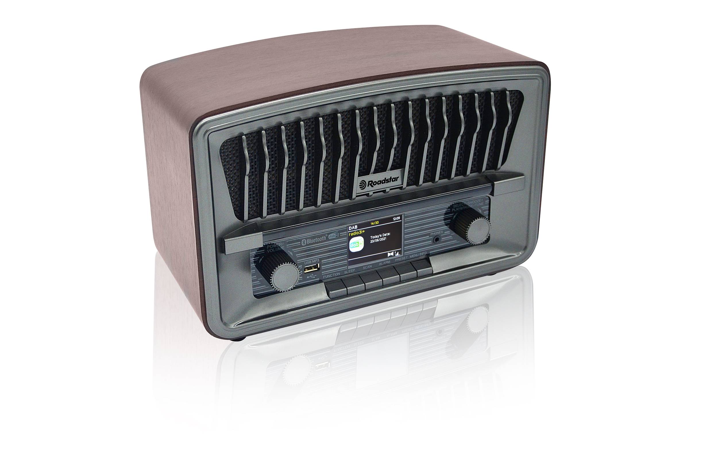 Roadstar HRA-270 D+BT Retro-Radio mit DAB+/FM, Bluetooth, USB/MP3-Player, Wecker mit Dual-Alarm