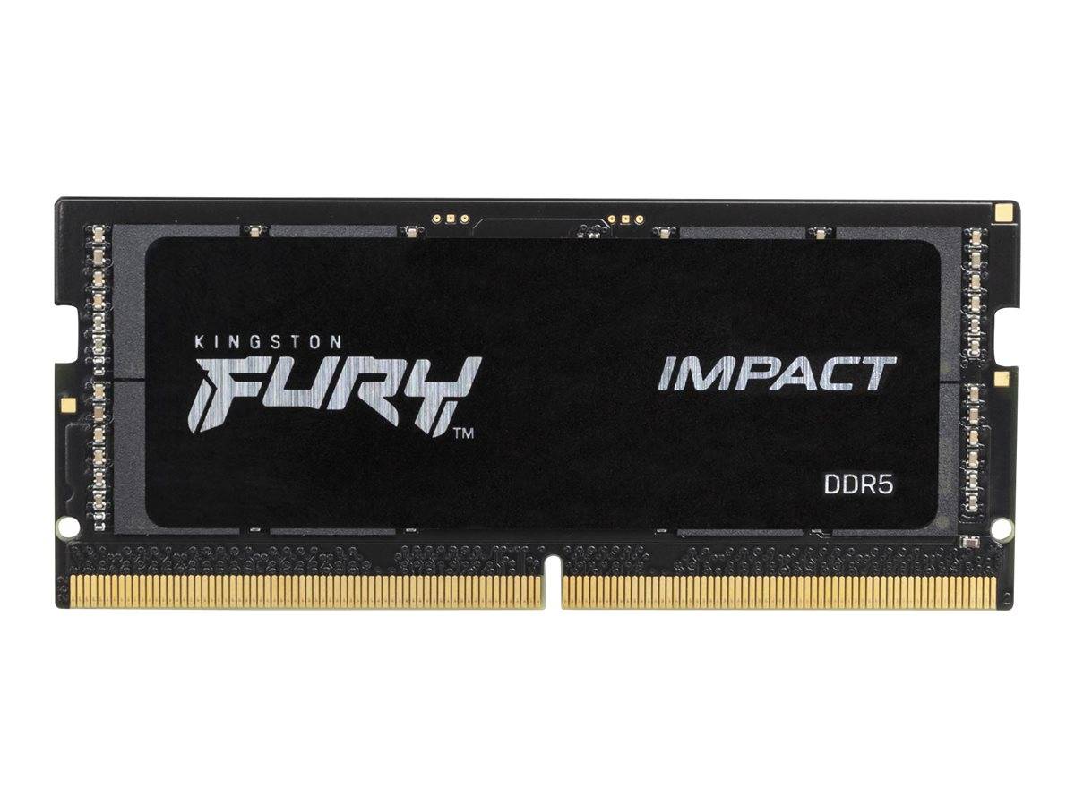 Kingston Fury Impact DDR5 Laptop-Speichermodul auf weißem Hintergrund abgebildet.