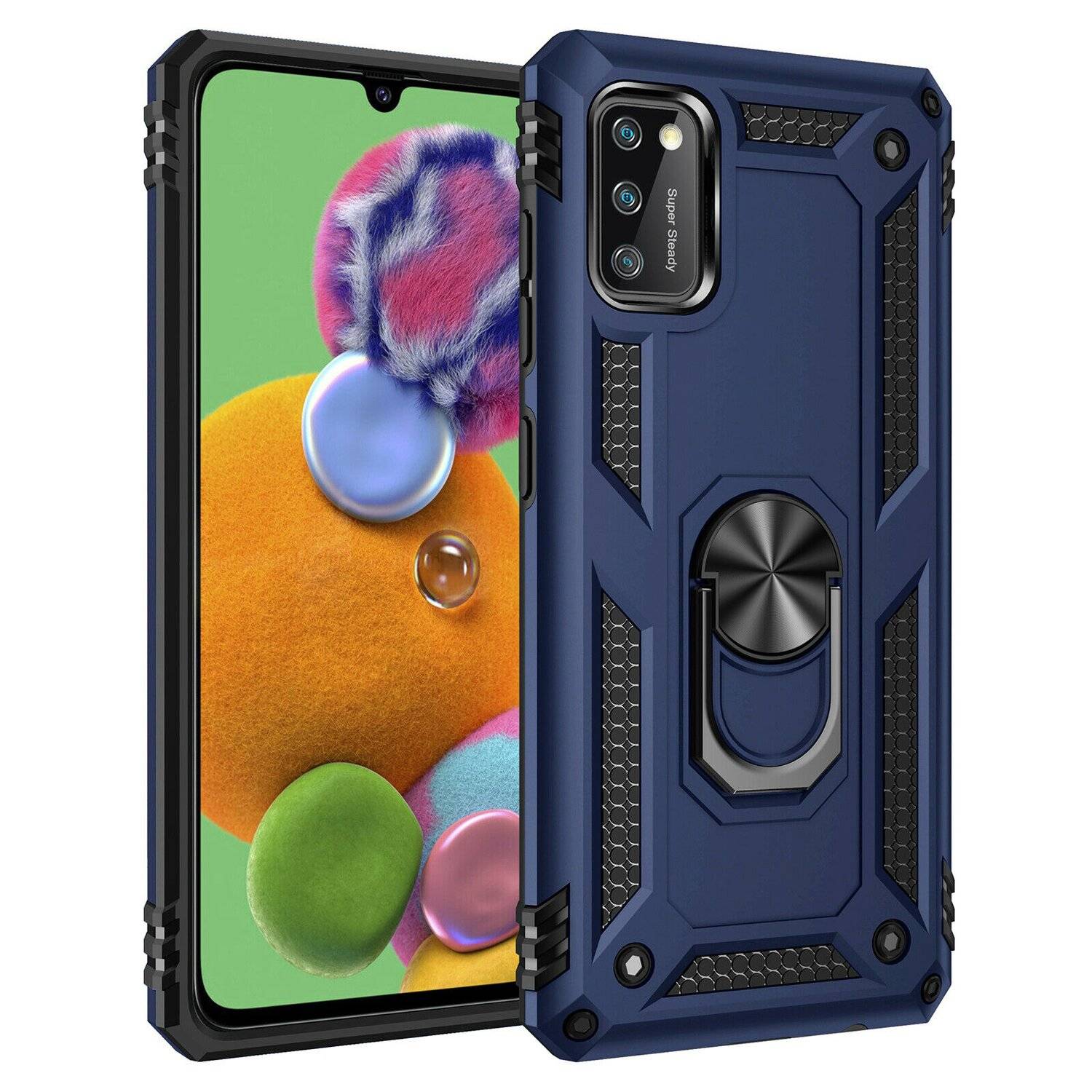 Slim Case mit 360 Grad Ring Ständer Kickstand Handyhülle Magnetische Autohalterung für iPhone 13 Pro Blau