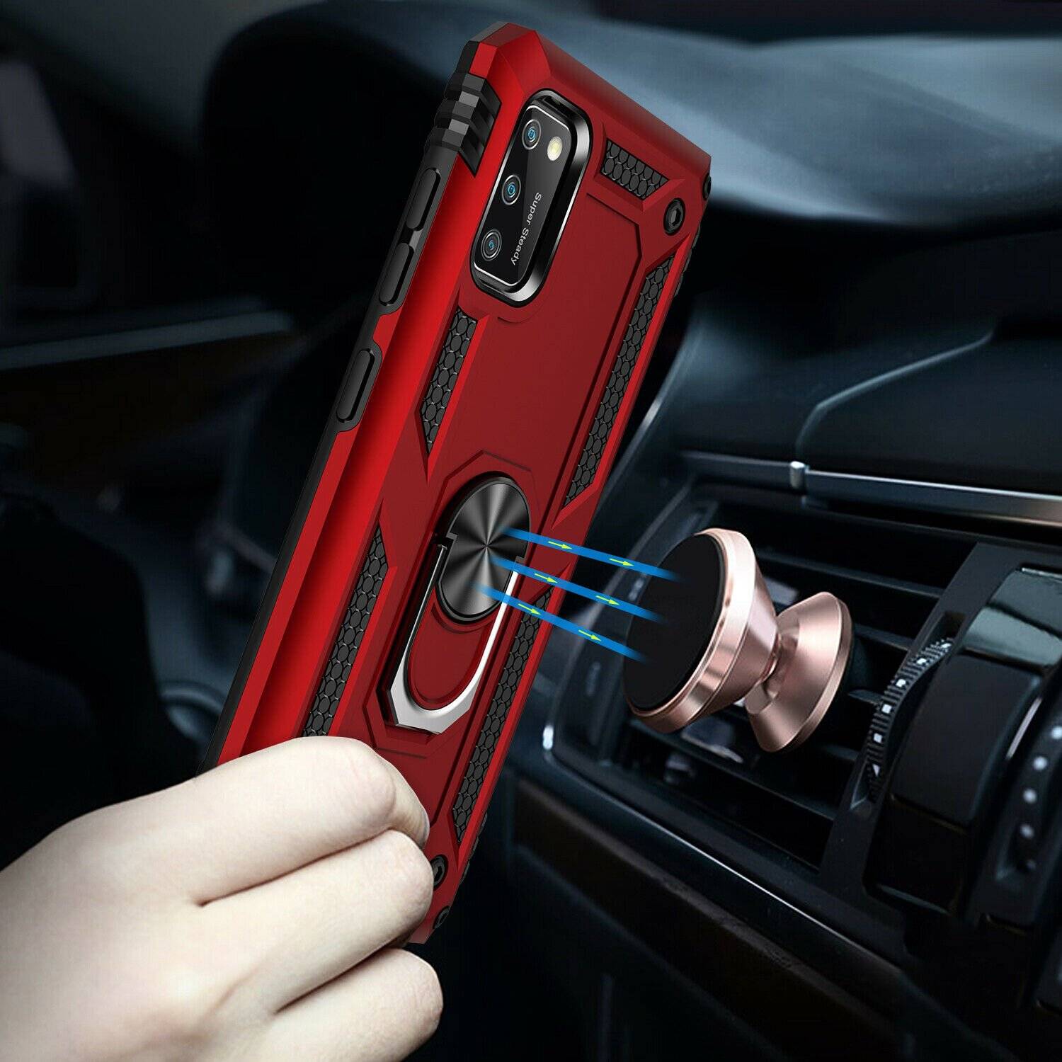 Slim Case mit 360 Grad Ring Ständer Kickstand Handyhülle Magnetische Autohalterung für Samsung Galaxy S22 Plus Blau
