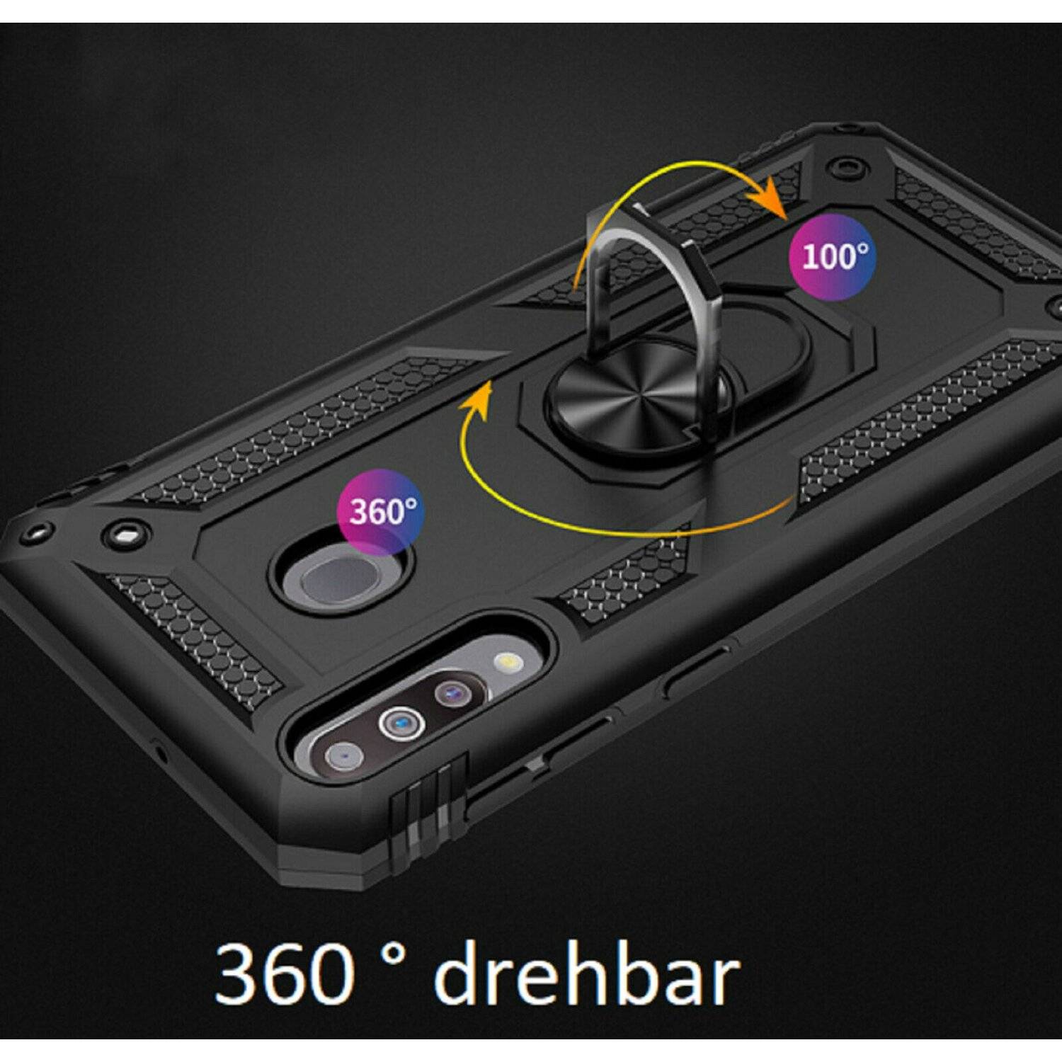 Slim Case mit 360 Grad Ring Ständer Kickstand Handyhülle Magnetische Autohalterung für Samsung Galaxy S22 Ultra Schwarz