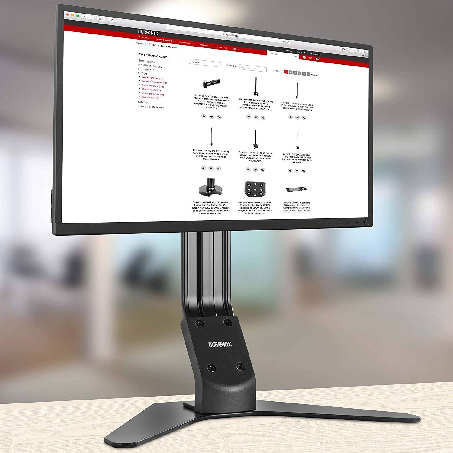 Duronic DM12D1 Monitorfuß bis 27 Zoll - 8kg Kapazität - Verstellbar in Höhe und Neigung - VESA 75/100