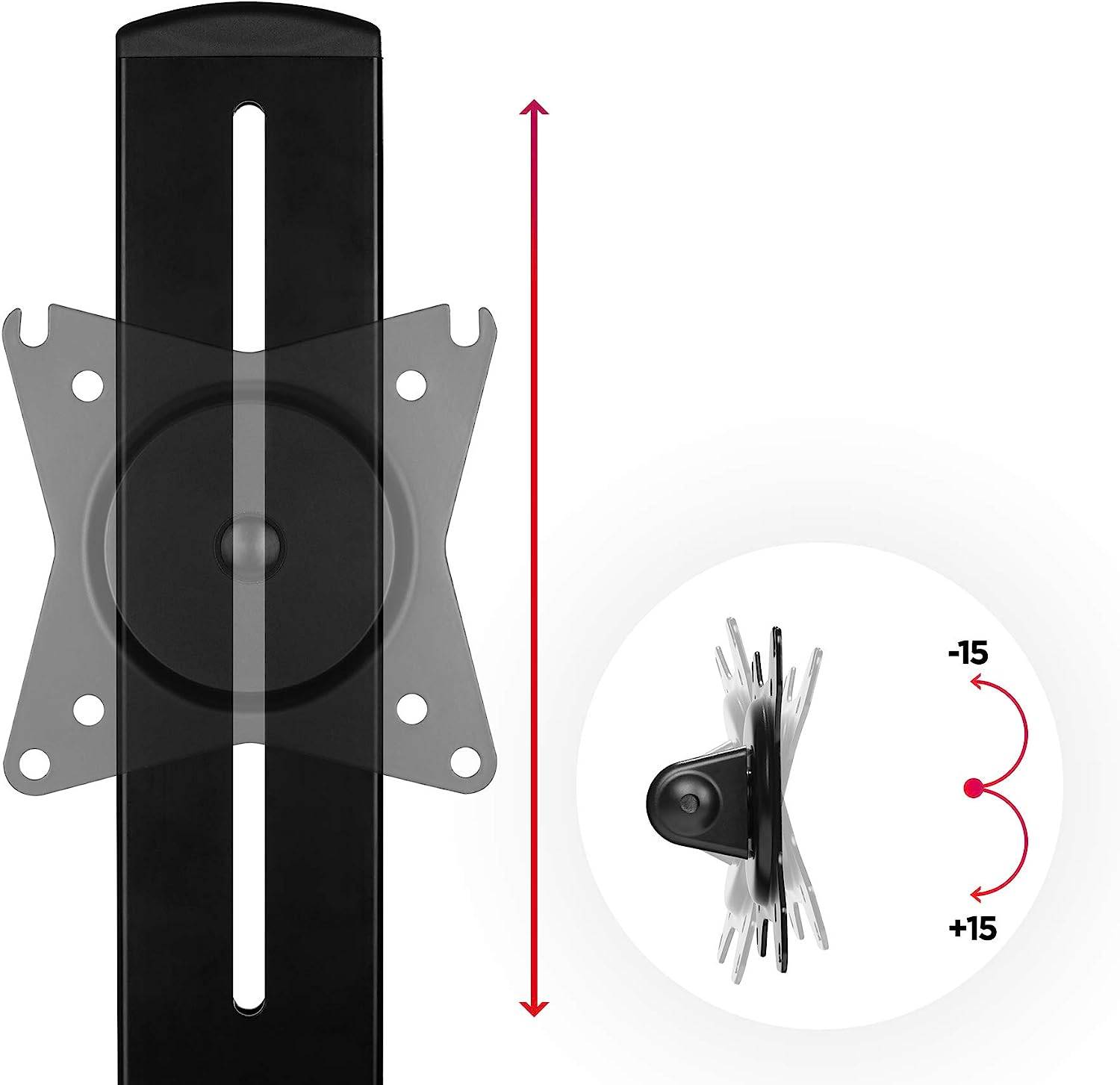 Duronic DM12D1 Monitorfuß bis 27 Zoll - 8kg Kapazität - Verstellbar in Höhe und Neigung - VESA 75/100