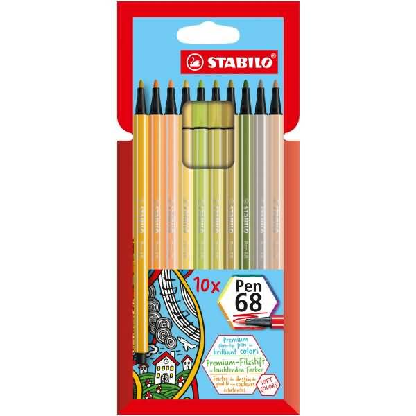 Fasermaler Pen 68 Kartonetui mit 10 Farben