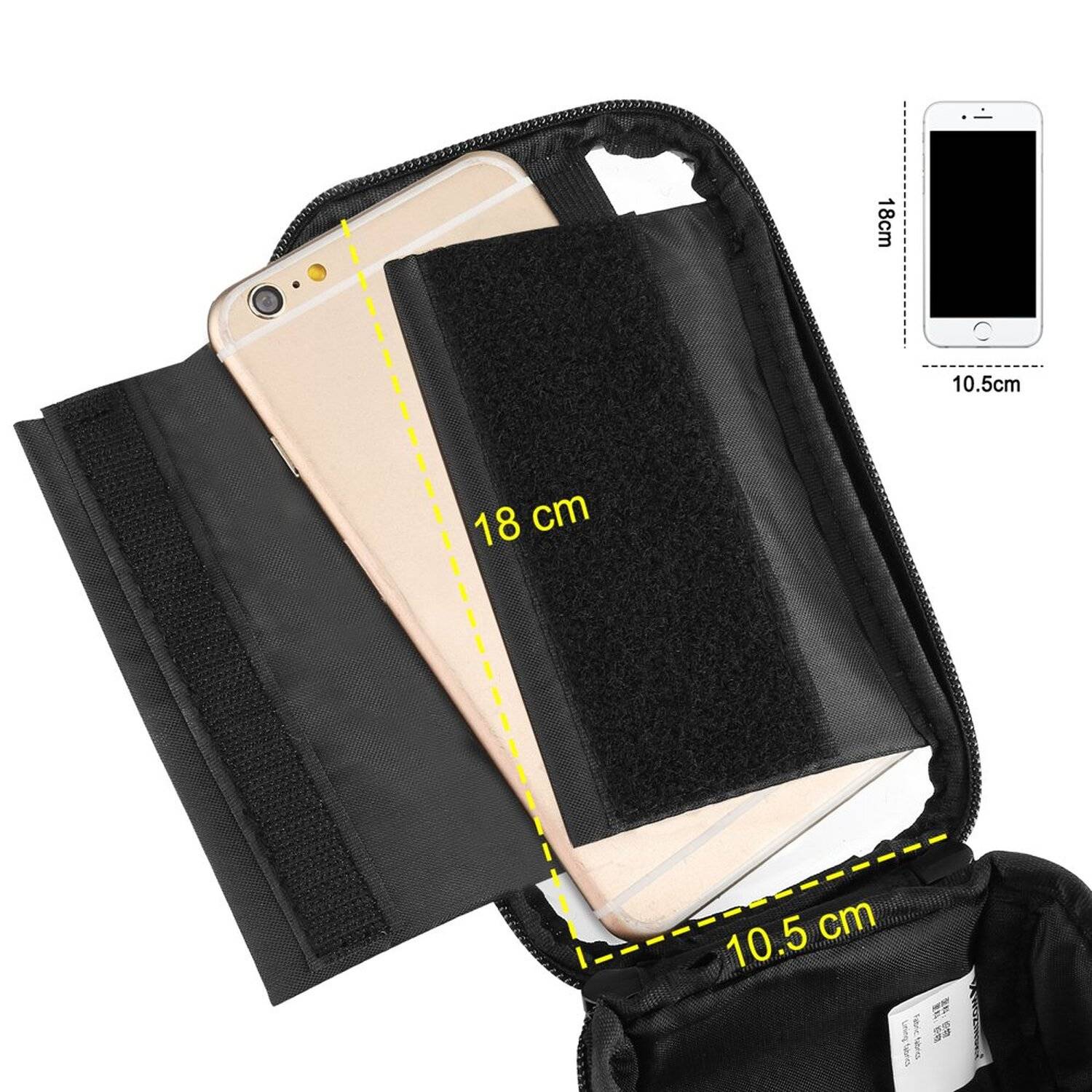 Wozinsky Fahrradtasche Rahmentasche Oberrohrtasche Handyhalterung PVC Touchschirm für Smartphones 6,5 Zoll 0,9L Schwarz