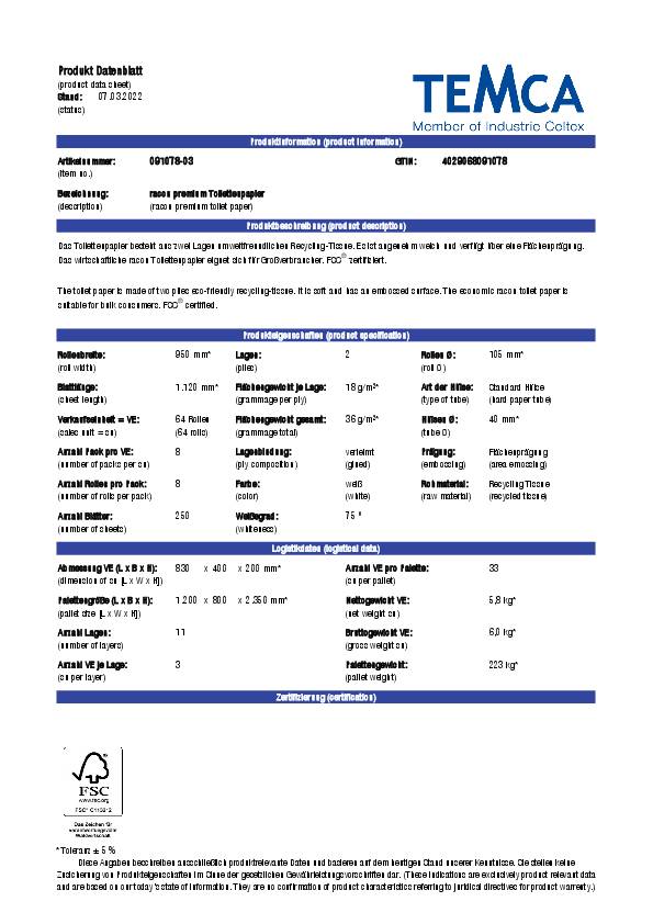 Toilettenpapier racon® 2-lagig RACON
