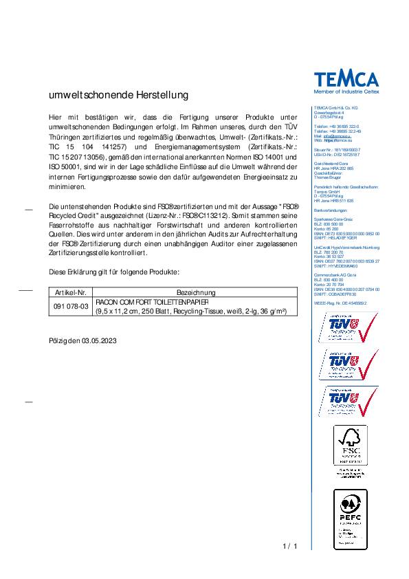 Toilettenpapier racon® 2-lagig RACON