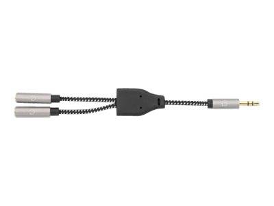 Manhattan Headphone Stereo Audio Y-Splitter Cable, 3.5mm, Aux, 15cm, Male/2x Female, Connects Two Sets of Headphones to