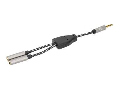 Manhattan Headphone Stereo Audio Y-Splitter Cable, 3.5mm, Aux, 15cm, Male/2x Female, Connects Two Sets of Headphones to